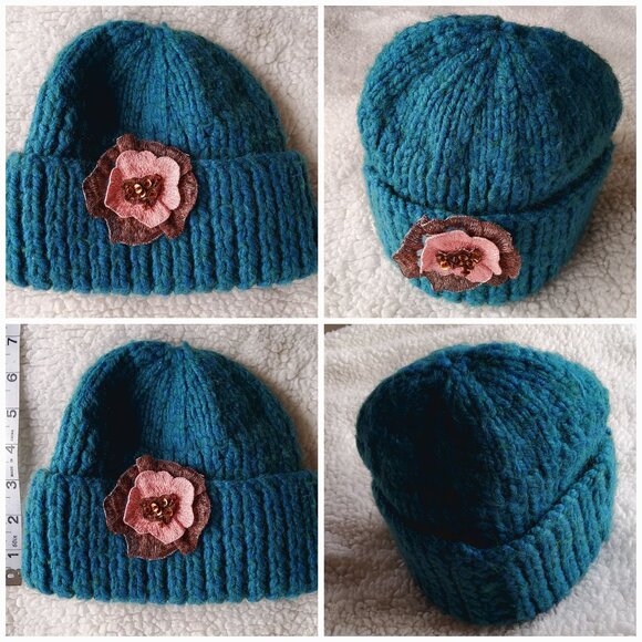 Handmade Unique Chunky knitted and crochet Beanie - Picture 1 of 8